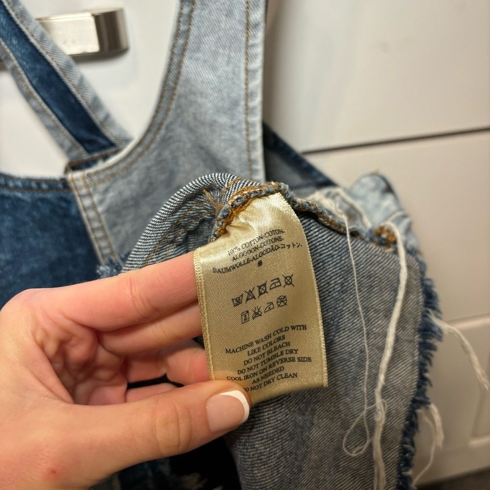 Free People The Patchwork Jumper Light Denim - image 8